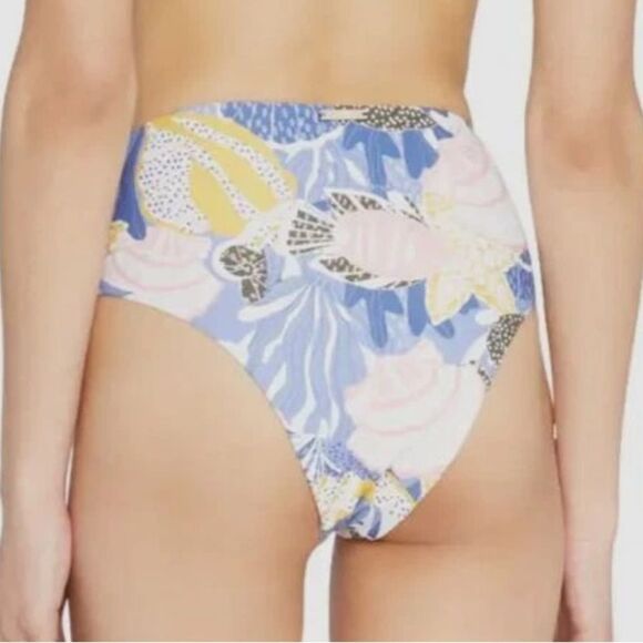 Milly Women's Blue Under The Sea Front Tie Bikini Bottom Swimwear S NWT $150 - Picture 5 of 8